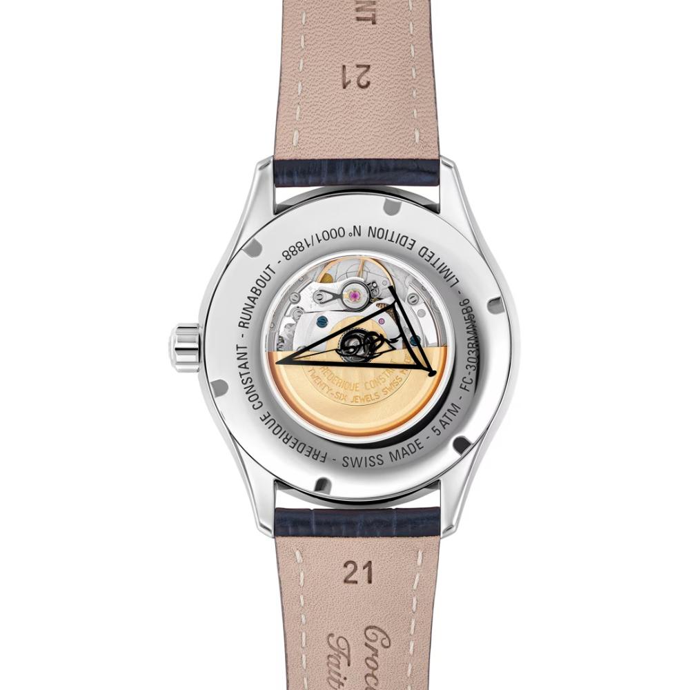 FREDERIQUE CONSTANT Runabout Automatic Limited Edition Electric Blue Dial 42mm Silver Stainless Steel Blue Leather Strap FC-303RMLN5B6