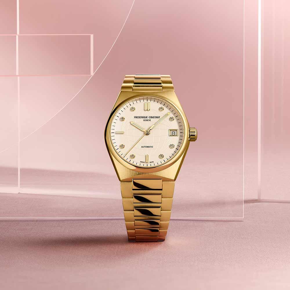 FREDERIQUE CONSTANT Highlife Ladies Automatic White Dial with Diamonds 34mm Gold Stainless Steel Bracelet FC-303VD2NH5B - 6