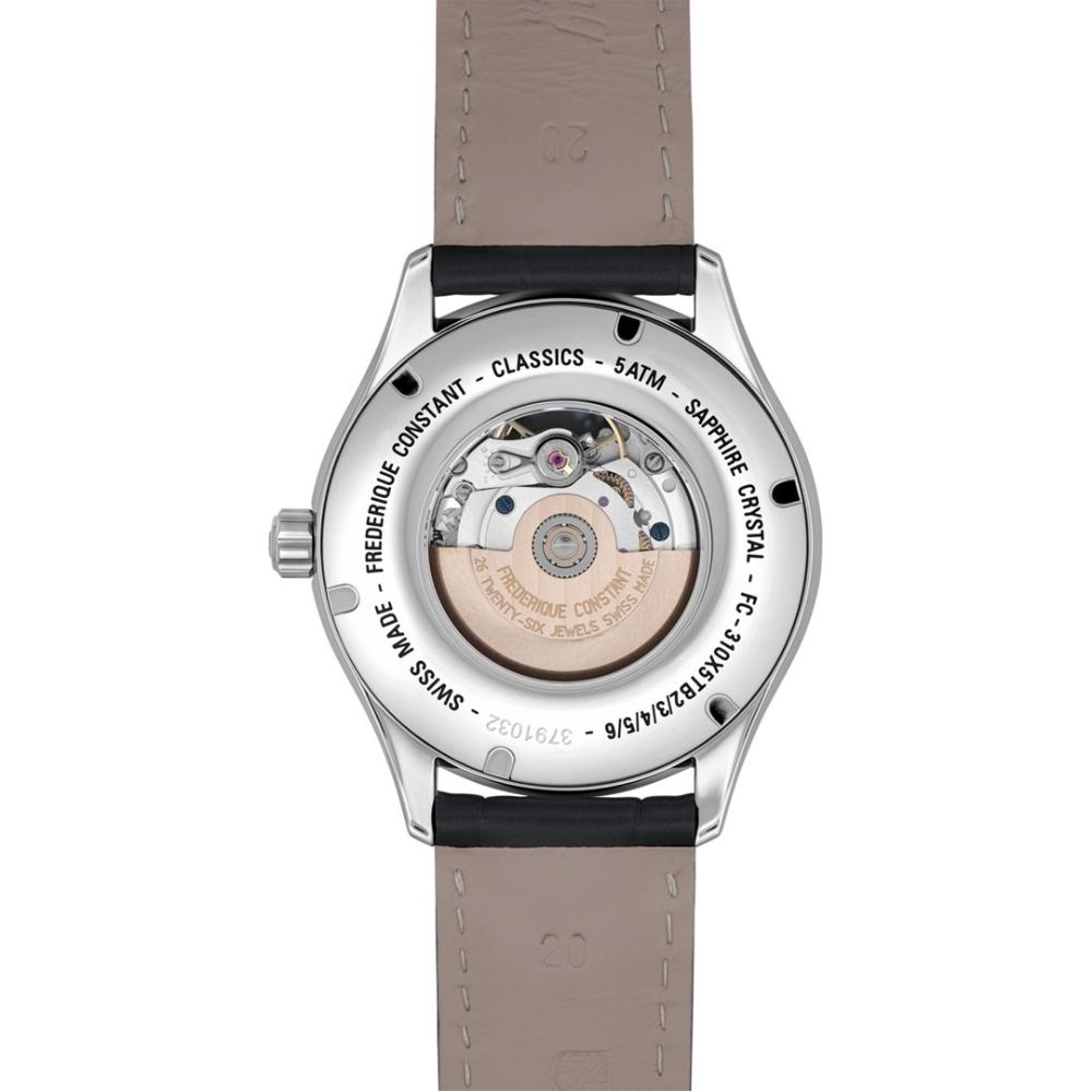FREDERIQUE CONSTANT Heart Beat Automatic White Dial 40mm Silver Stainless Steel Black Leather Strap FC-310MC5B6