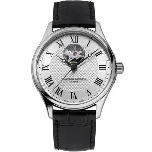 FREDERIQUE CONSTANT Heart Beat Automatic White Dial 40mm Silver Stainless Steel Black Leather Strap FC-310MC5B6 - 62332