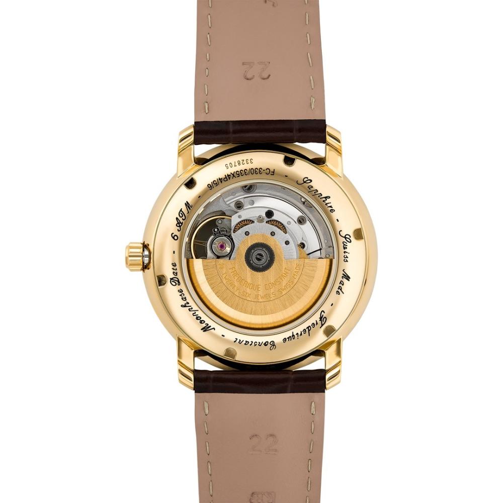 FREDERIQUE CONSTANT Heart Beat Moonphase Date Automatic White Dial 40mm Gold Stainless Steel Brown Leather Strap FC-335MC4P5