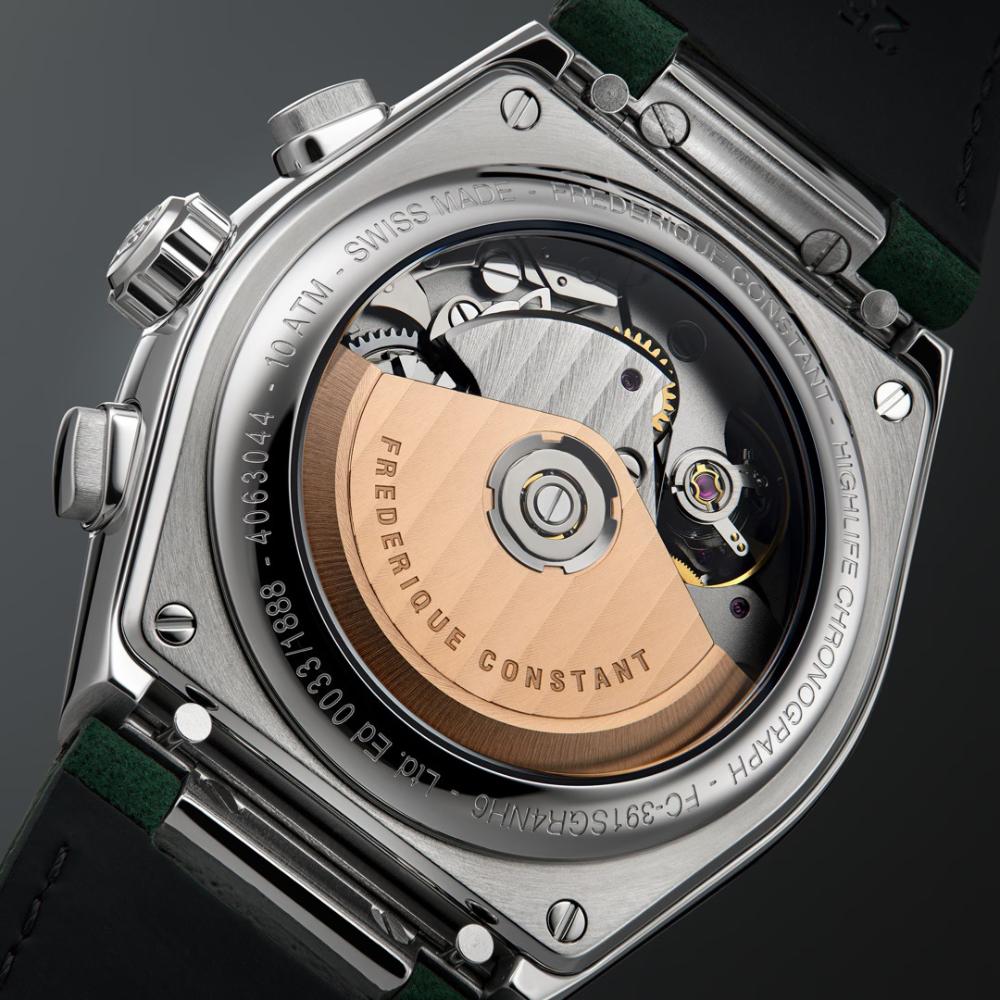 FREDERIQUE CONSTANT Highlife Chronograph Automatic Limited Edition White Green Dial 41mm Silver Stainless Steel Bracelet with 2 Straps FC-391SGR4NH