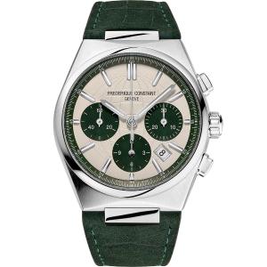 FREDERIQUE CONSTANT Highlife Chronograph Automatic Limited Edition White Green Dial 41mm Silver Stainless Steel Bracelet with 2 Straps FC-391SGR4NH - 62357