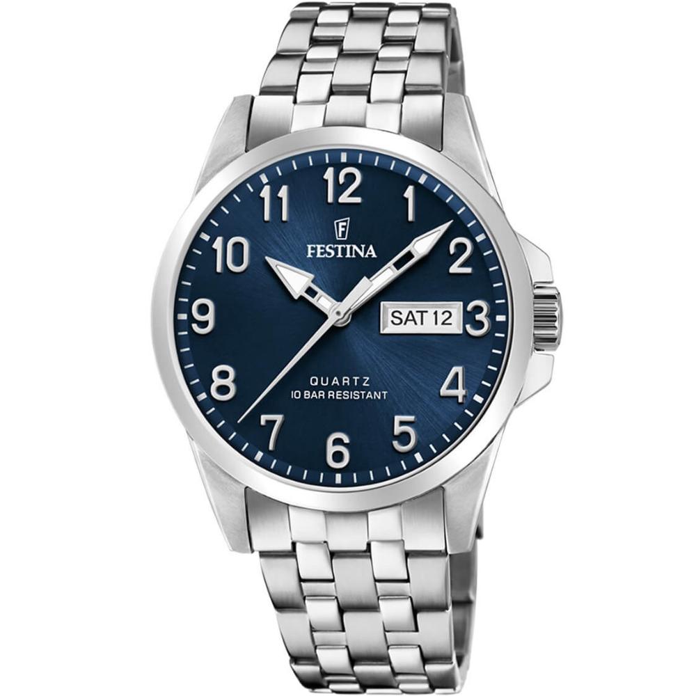 FESTINA Classic Blue Dial 41mm Silver Stainless Steel Bracelet F20357/C