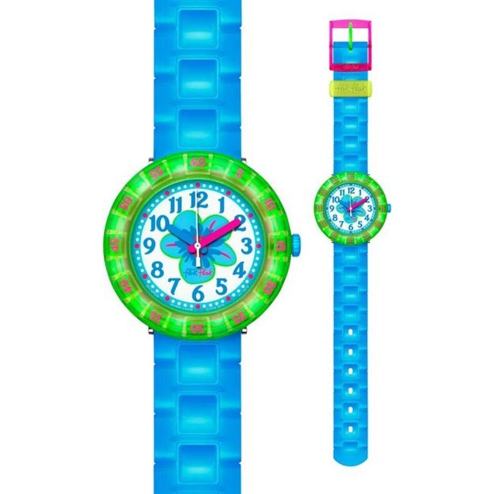 FLIK FLAK Chewy Blue Three Hands 37mm Turqoise Silicone Strap ZFCSP029