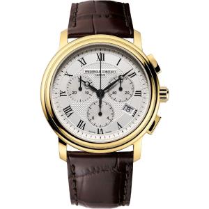 FREDERIQUE CONSTANT Classics Chronograph Quartz White Dial 40mm Gold Stainless Steel Brown Leather Strap FC-292MC4P5 - 62323