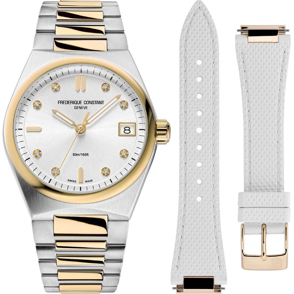 FREDERIQUE CONSTANT Highlife Ladies Quartz Silver Dial with Diamonds 31mm Two Tone Gold Stainless Steel Bracelet FC-240VD2NH3B