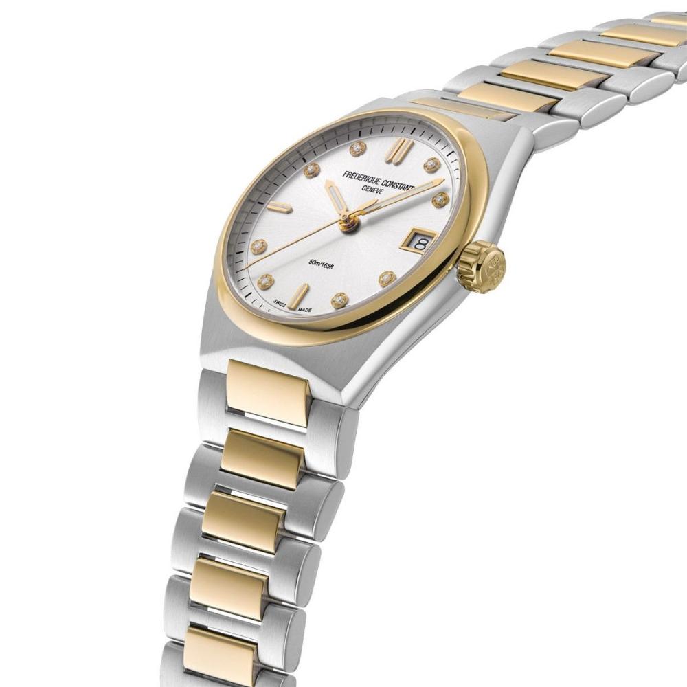 FREDERIQUE CONSTANT Highlife Ladies Quartz Silver Dial with Diamonds 31mm Two Tone Gold Stainless Steel Bracelet FC-240VD2NH3B