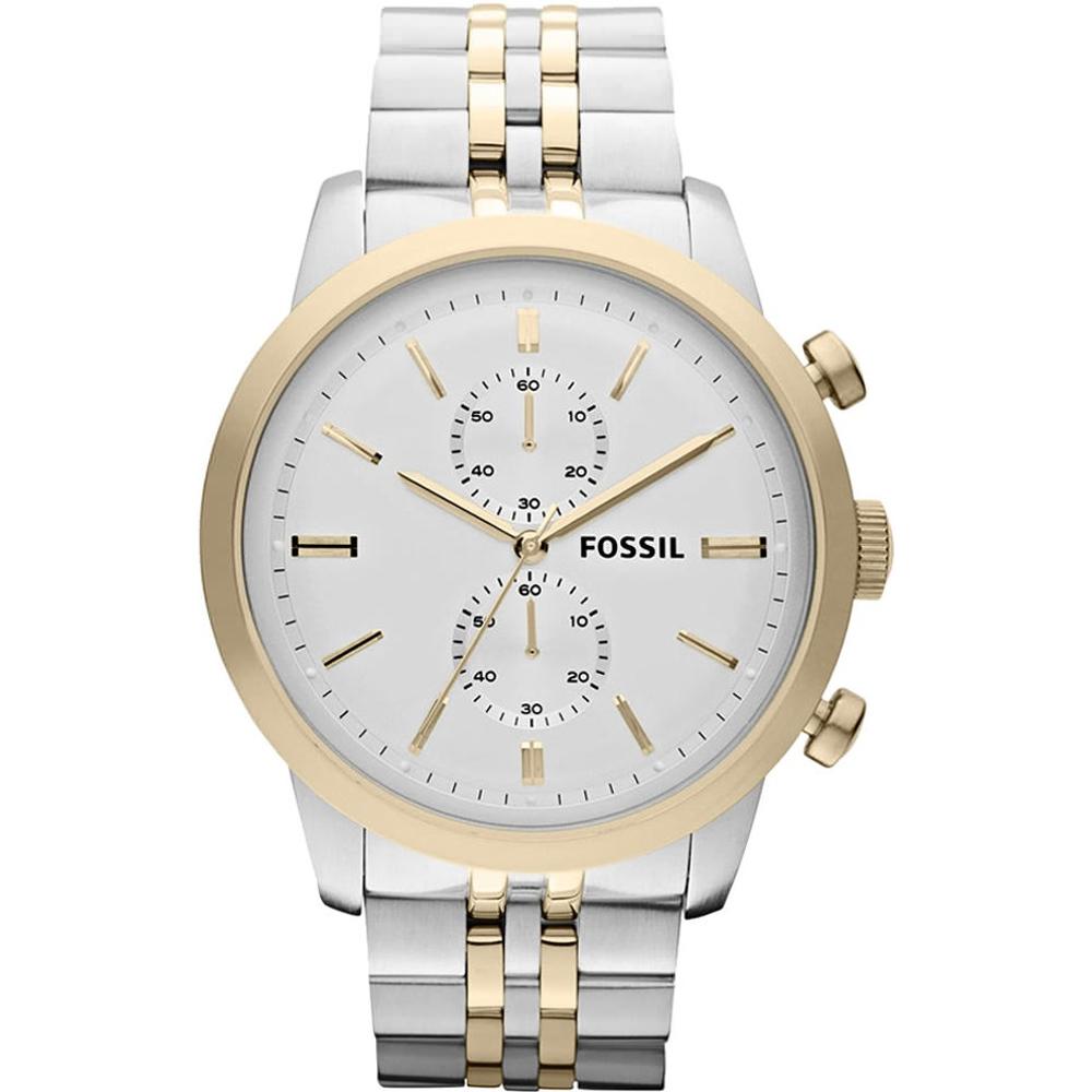 FOSSIL Townsman Chronograph 48mm Two Tone Silver & Gold Stainless Steel Bracelet FS4785