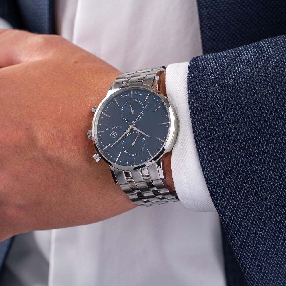 GANT Park Hill Day-Date II Blue Dial 43.5mm Silver Stainless Steel Bracelet G121003