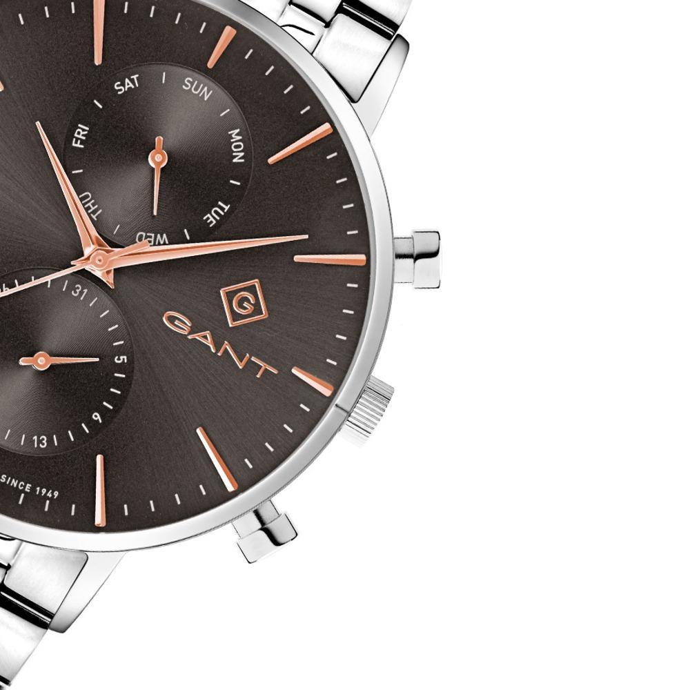 GANT Park Hill Day-Date II Grey Rose Gold Dial 43.5mm Silver Stainless Steel Bracelet G121004
