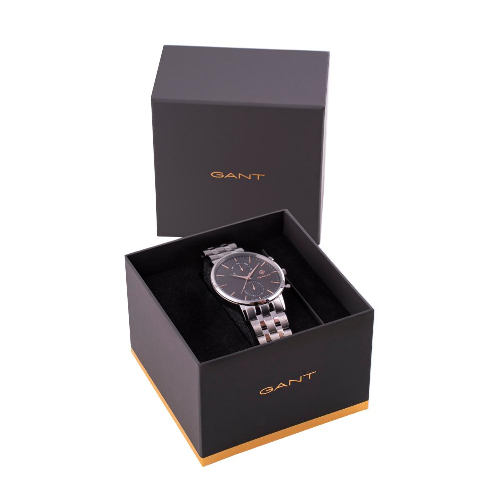 GANT Park Hill Day-Date II Grey Rose Gold Dial 43.5mm Silver Stainless Steel Bracelet G121004