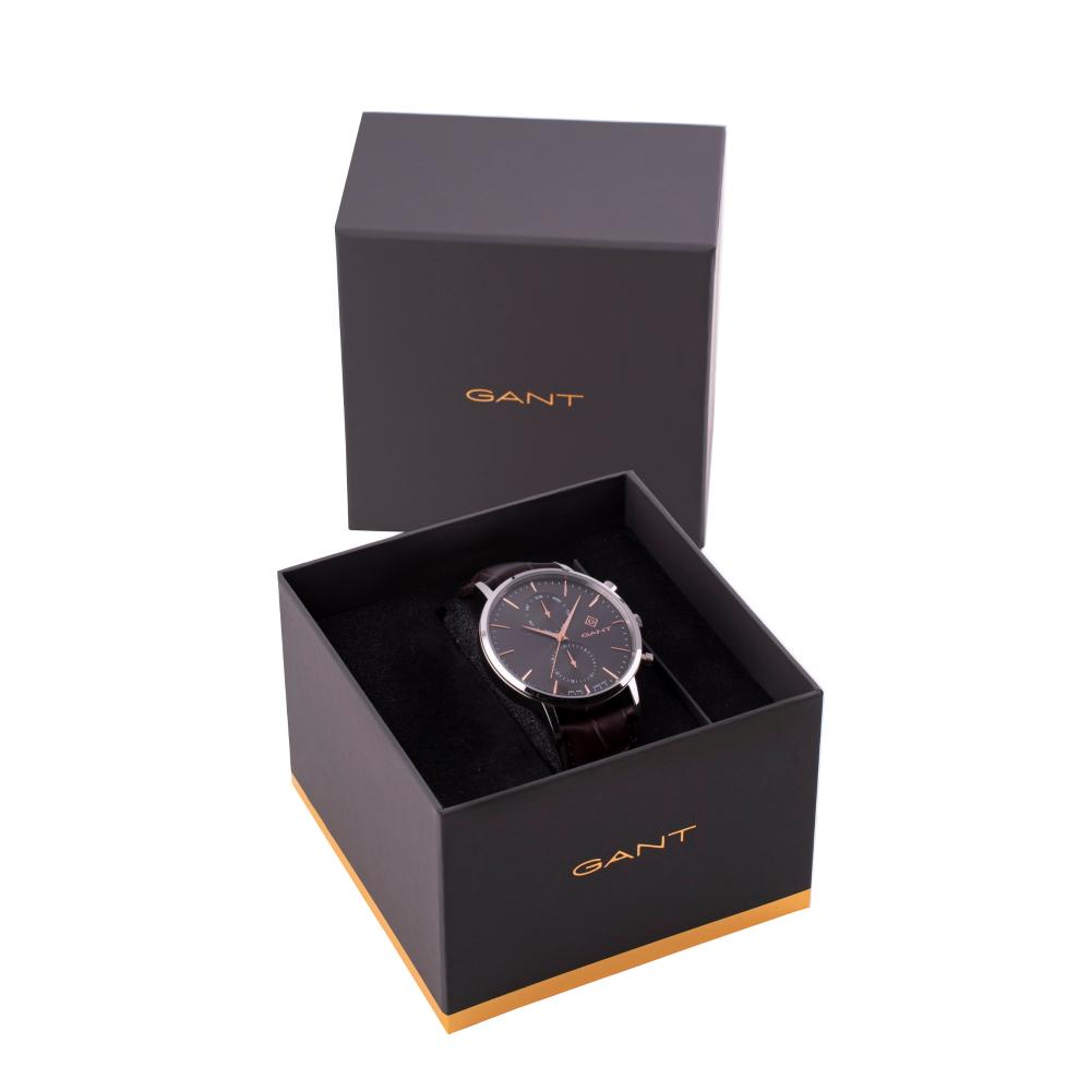 GANT Park Hill Day-Date II 43.5mm Silver Stainless Steel Brown Leather Strap G121007