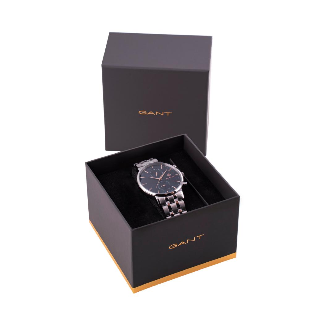GANT Park Hill Day-Date II Blue Rose Gold Dial 43.5mm Silver Stainless Steel Bracelet G121010