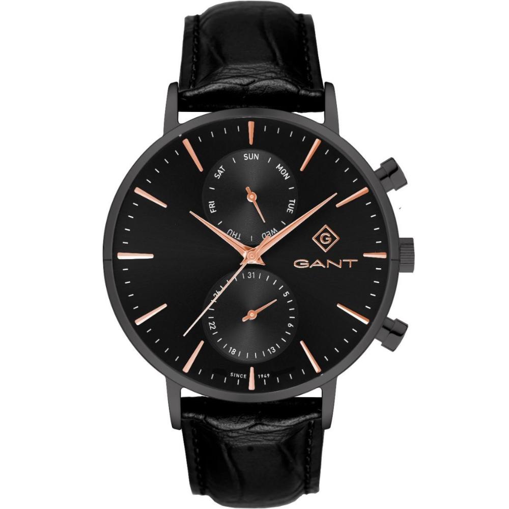 GANT Park Hill Day-Date II 43.5mm Black Stainless Steel Black Leather Strap G121016