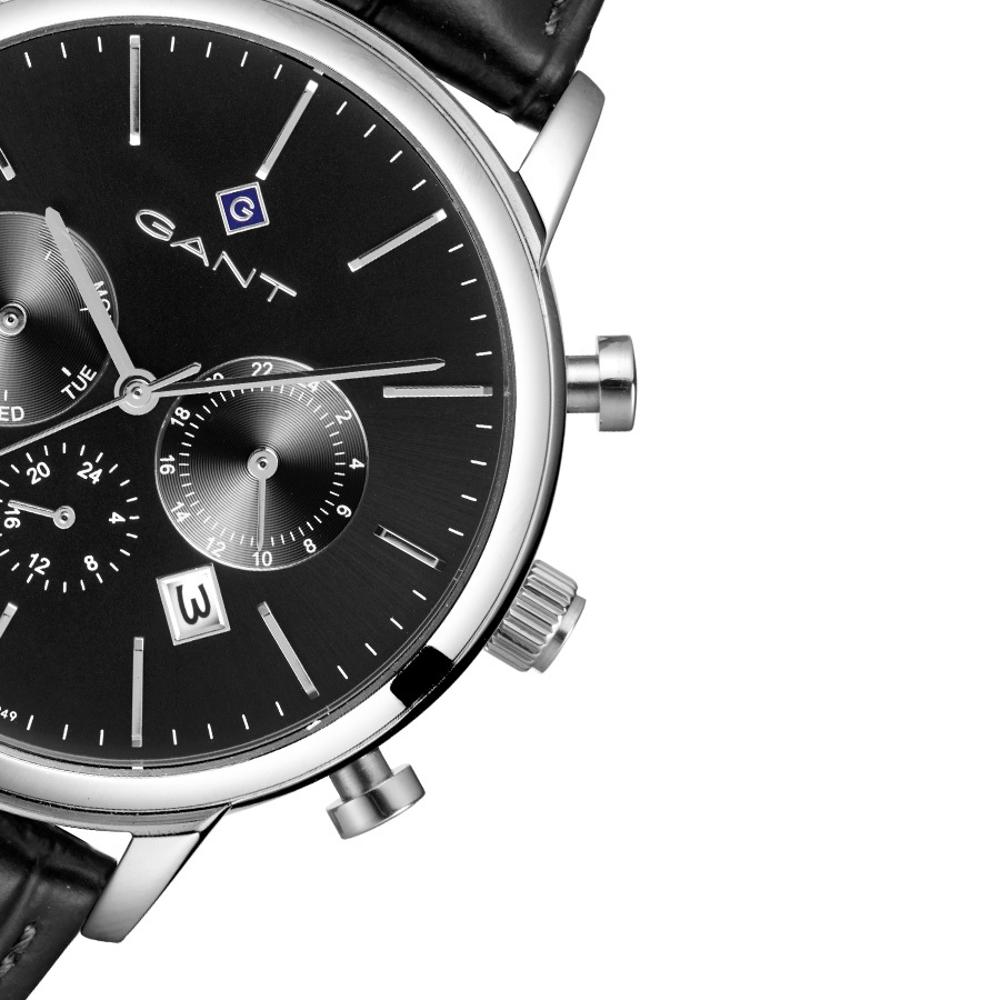 GANT Cleveland Multifunction Black Dial 43.5mm Silver Stainless Steel Black Leather Strap G132006