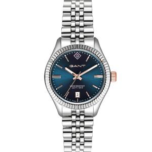 GANT Sussex Blue Rose Gold Dial 34mm Silver Stainless Steel Bracelet G136004 - 10405