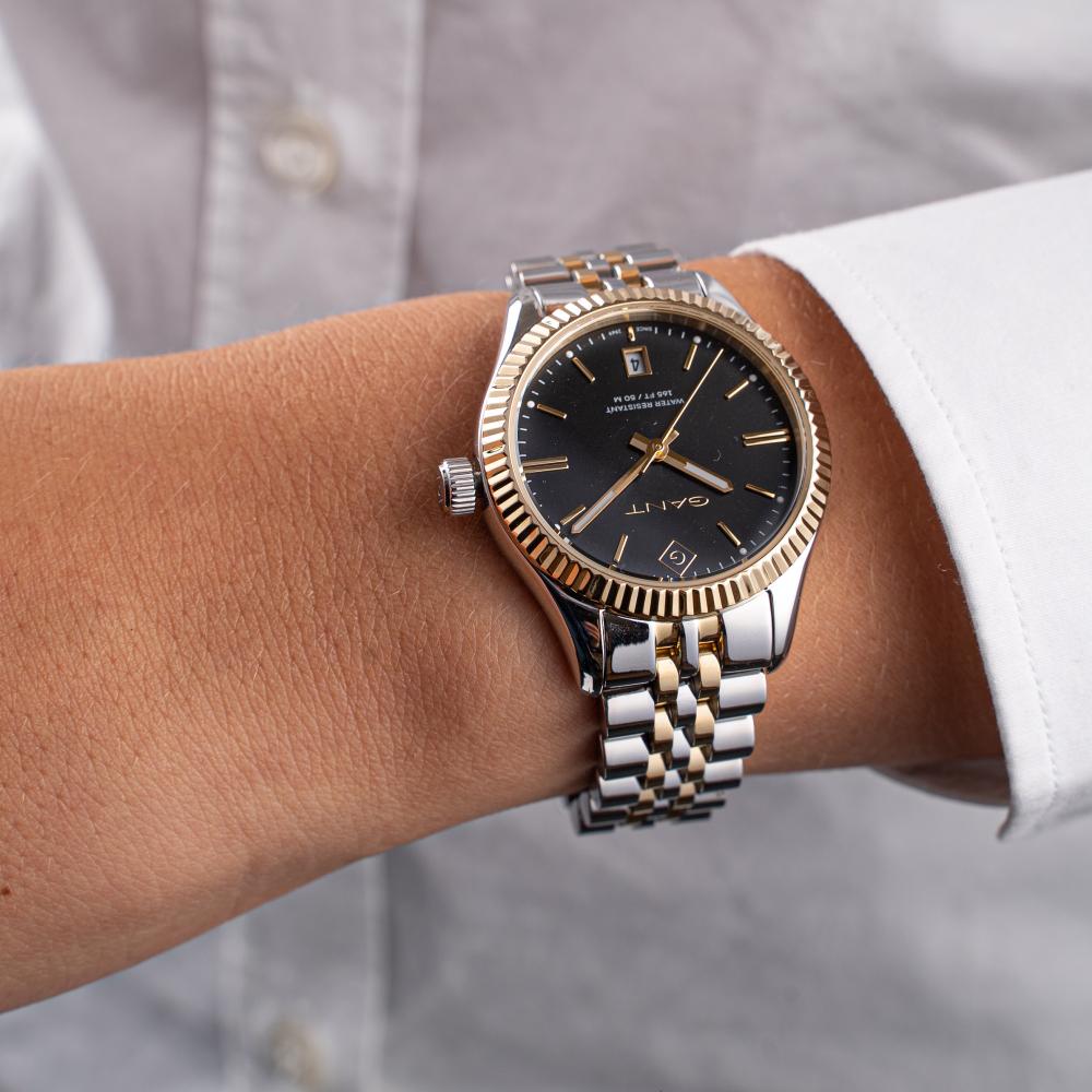 GANT Sussex Black Dial 34mm Two Tone Gold Stainless Steel Bracelet G136010