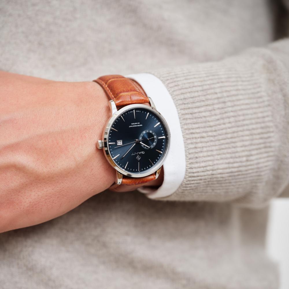 GANT East Hill Blue Dial 43mm Silver Stainless Steel Brown Leather Strap G165020