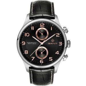 GANT Southampton Multifunction 43.5mm Silver Stainless Steel Black Leather Strap G175007 - 25387