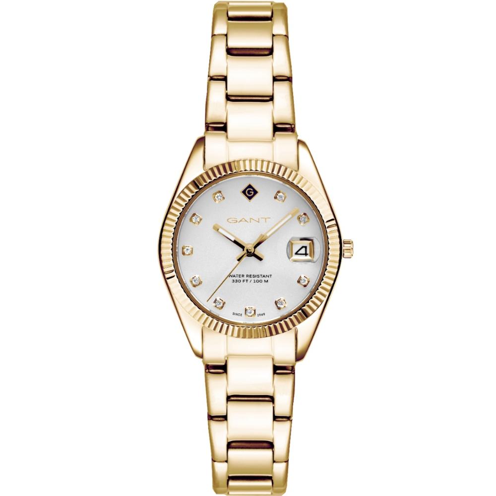 GANT Sussex Mini White Dial With Crystals 28mm Gold Stainless Steel Bracelet G181017