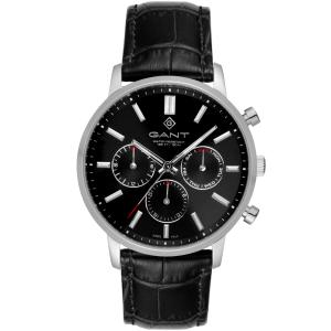 GANT East Hill Multifunction Black Dial 42.5mm Silver Stainless Steel Black Leather Strap G191004 - 60622