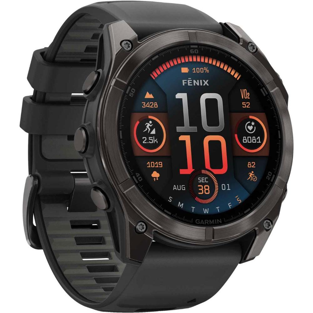 GARMIN Fenix 8 Sapphire Titanium Carbon Gray 51mm with Black/Pebble Gray Silicone Strap 010-02905-21 - 8