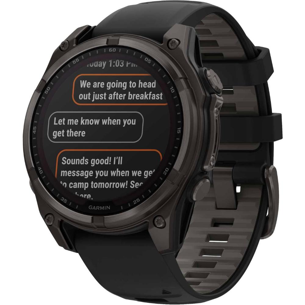 GARMIN Fenix 8 Solar Sapphire DLC Titanium Carbon Gray 47mm with Black/Pebble Gray Silicone Strap 010-02906-11