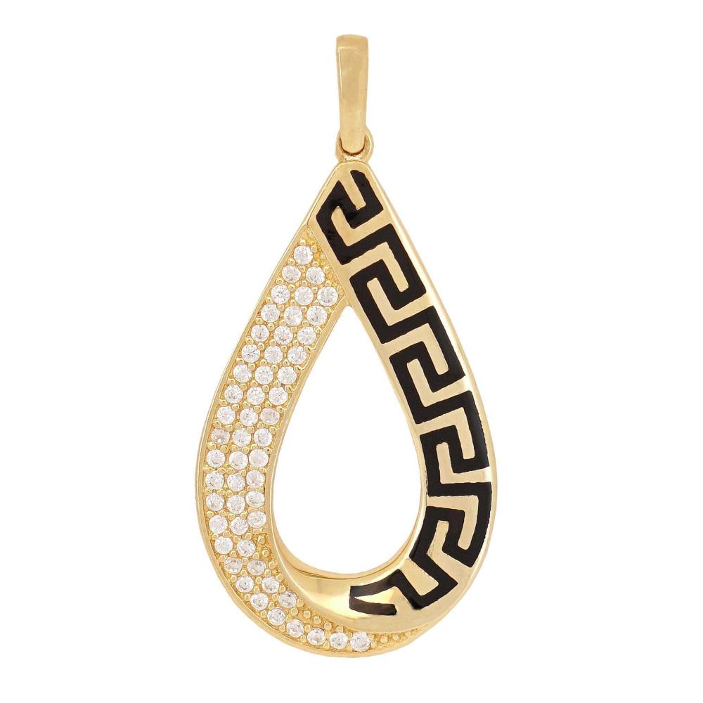 PENDANT Meander SENZIO Collection 14K Yellow Gold with Zircon Stone GGM002