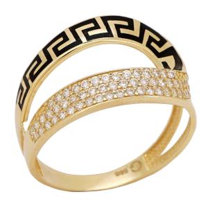 RING Meander SENZIO Collection K14 Yellow Gold with Zircon Stone GGR003 - 37927