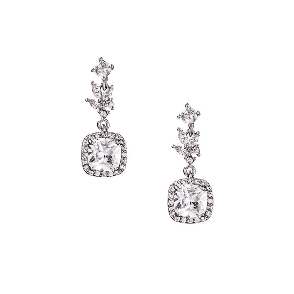 EARRINGS Dangle Rosette Gloria Hope Silver Plated with Zircon Stones GH25W-10084E