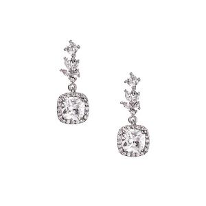 EARRINGS Dangle Rosette Gloria Hope Silver Plated with Zircon Stones GH25W-10084E - 56692