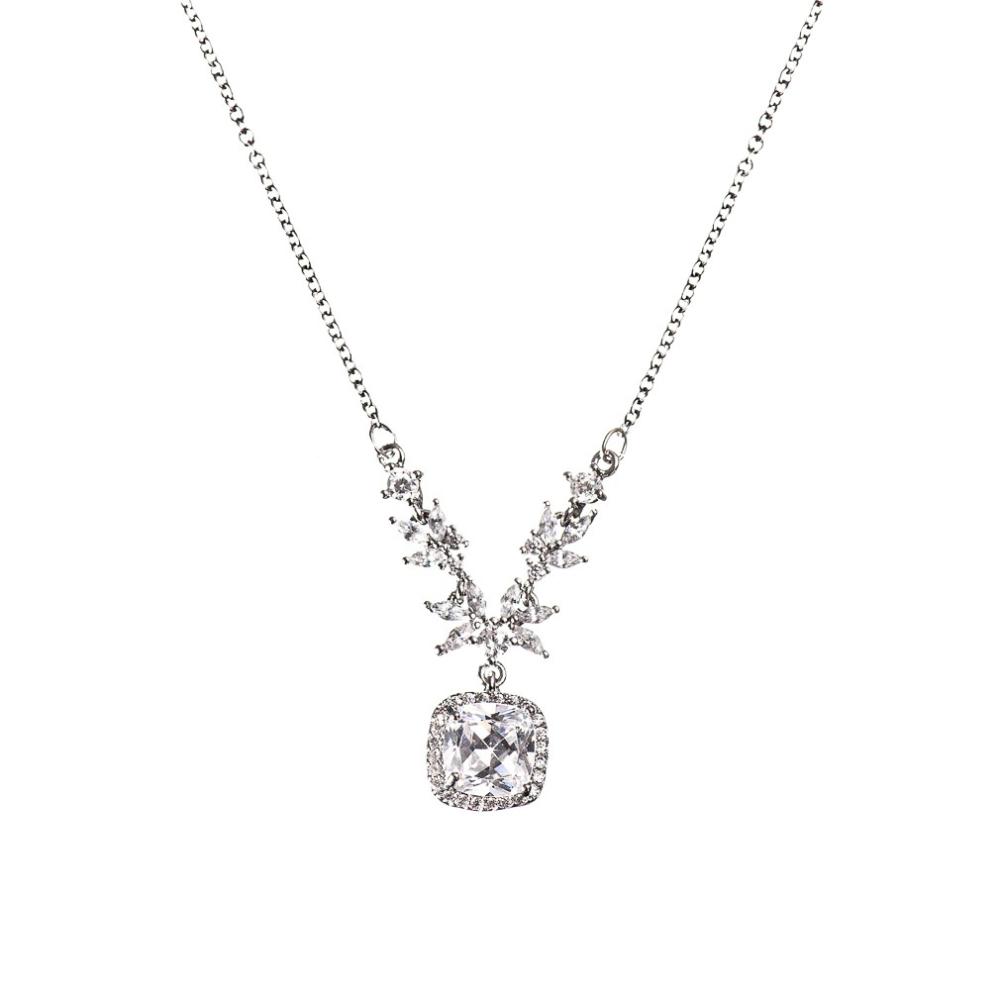 NECKLACE Rosette Gloria Hope Platinum Plated Zirconia GH25W-10084N