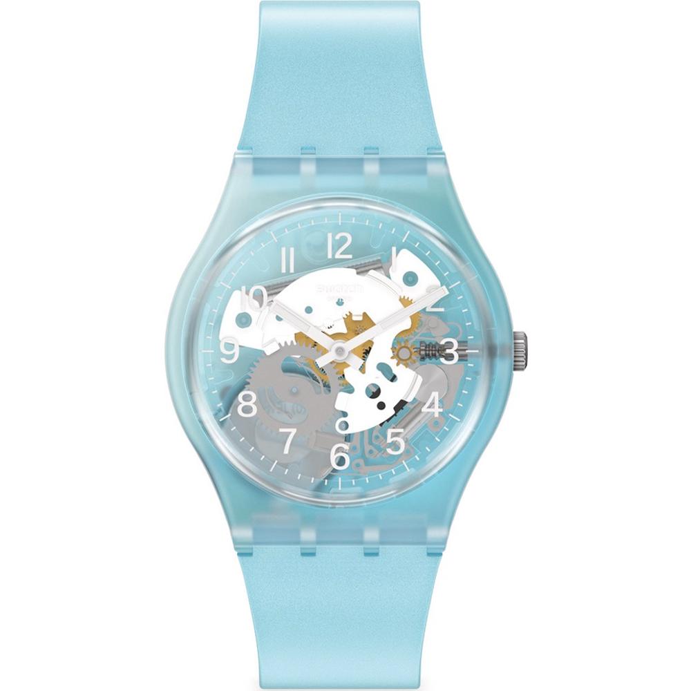 SWATCH Morning Sky Three Hands 34mm Light Blue Silicon Strap GL125