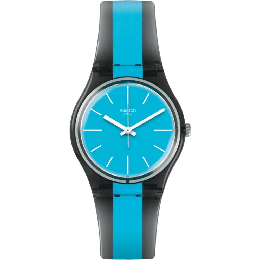 SWATCH Azzurami Three Hands 34mm Stainless Steel Two Tone Turqoise and Grey Silicon Strap GM186 - 1