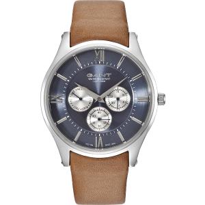 GANT Durham Multifunction 44mm Silver Stainless Steel Brown Leather Strap GT001001 - 10308