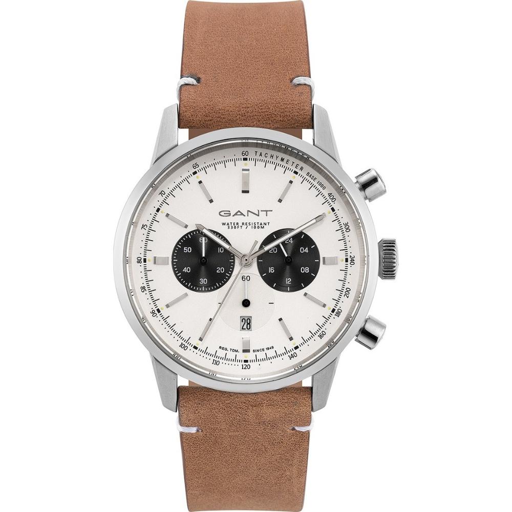 GANT Bradford Chronograph 43mm Silver Stainless Steel Brown Leather Strap GT064001