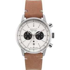 GANT Bradford Chronograph 43mm Silver Stainless Steel Brown Leather Strap GT064001 - 10327