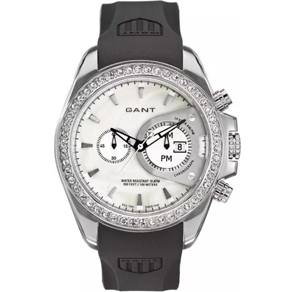GANT Bedford Crystals Chronograph 46mm Silver Stainless Steel Black Rubber Strap GW30000