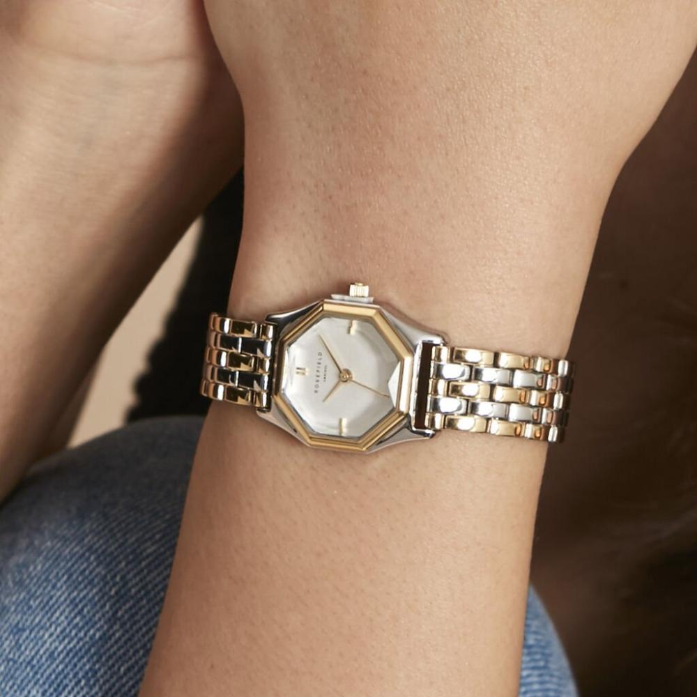 ROSEFIELD Gemme White Dial 21.5x27.5mm Gold & Silver Stainless Steel Bracelet GWSSS-G03 - 6