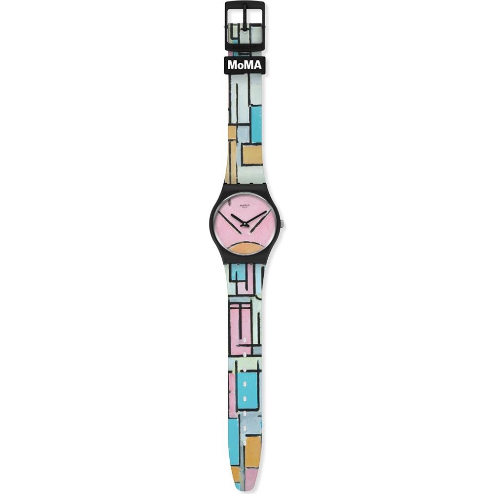 SWATCH Composition In Oval With Color Planes 1 Three Hands 34mm Multicolor Silicon Strap GZ350 - 2