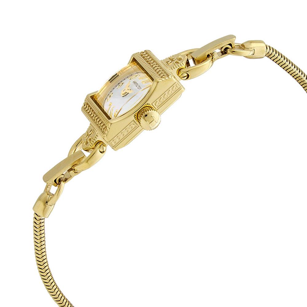 HAMILTON American Classic Lady's Vintage White Pearl Dial 15x19mm Gold Stainless Steel Bracelet H31231113