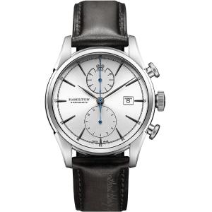 HAMILTON American Classic Spirit of Liberty Auto Chrono Silver Dial 42mm Silver Stainless Steel Black Leather Strap H32416781 - 8757
