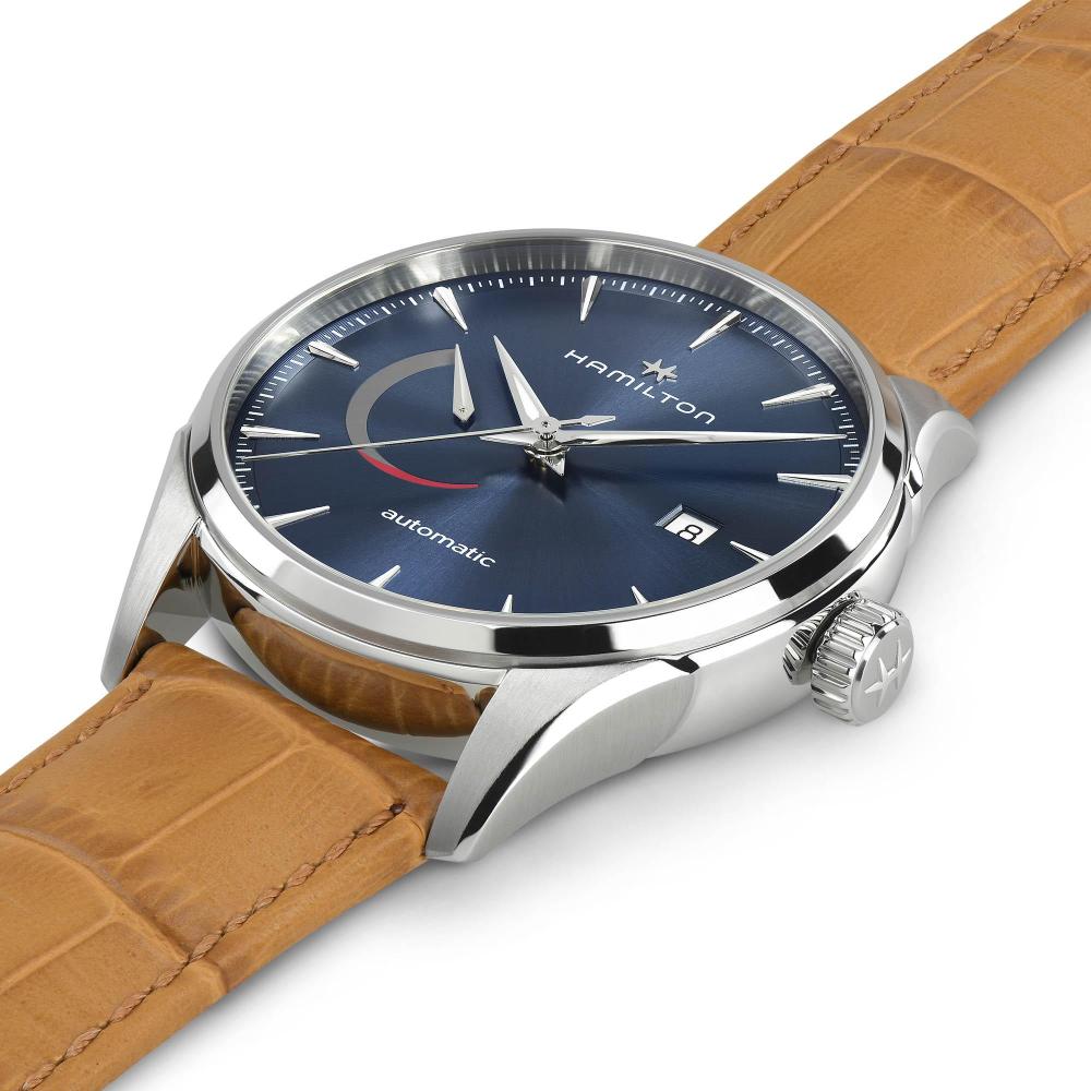 HAMILTON Jazzmaster Power Reserve Auto Blue Dial 42mm Silver Stainless Steel Brown Leather Strap H32635541