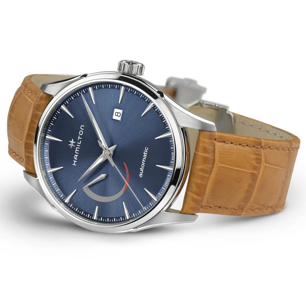 HAMILTON Jazzmaster Power Reserve Auto Blue Dial 42mm Silver Stainless Steel Brown Leather Strap H32635541