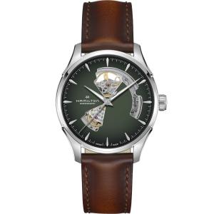 HAMILTON Jazzmaster Open Heart Auto Green Dial 40mm Silver Stainless Steel Brown Leather Strap H32675560 - 54047