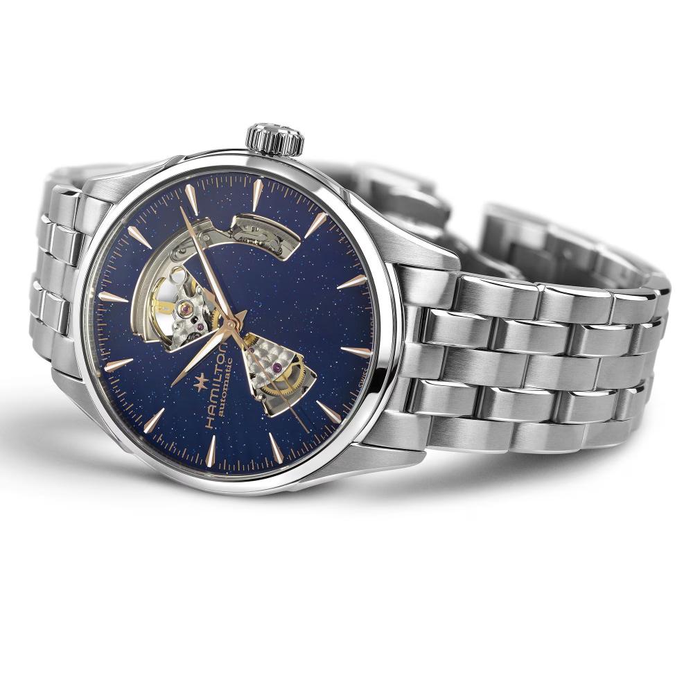 HAMILTON Jazzmaster Open Heart Auto Blue Sparkle Dial 42mm Silver Stainless Steel Bracelet H32705140