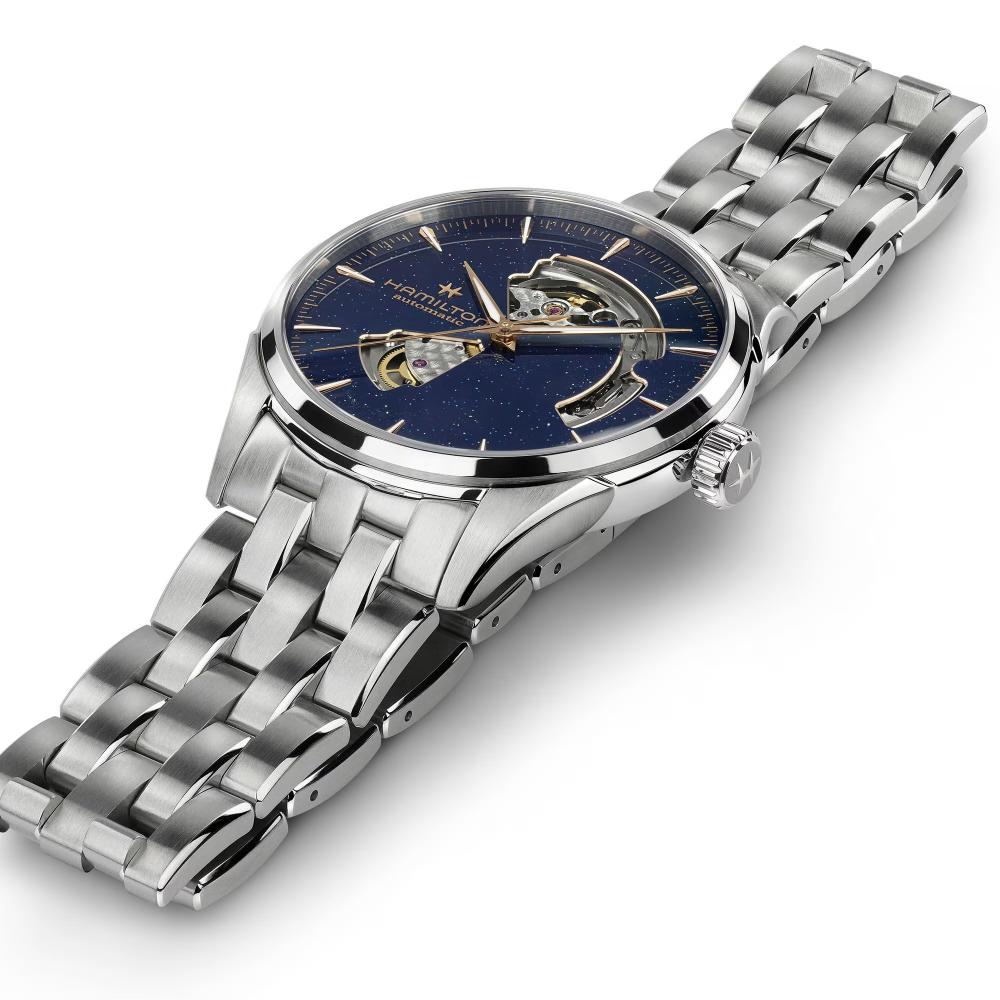 HAMILTON Jazzmaster Open Heart Auto Blue Sparkle Dial 42mm Silver Stainless Steel Bracelet H32705140