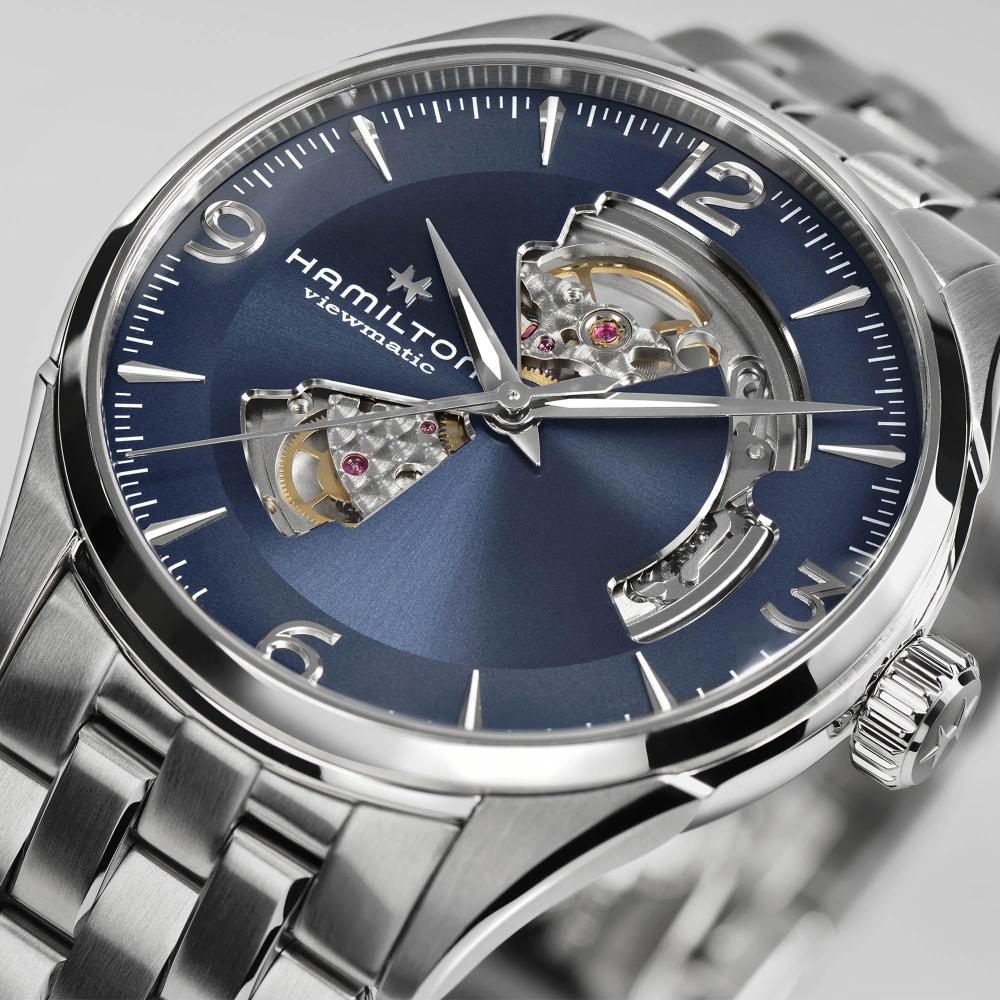 HAMILTON Jazzmaster Open Heart Auto Blue Dial 42mm Silver Stainless Steel Bracelet H32705141