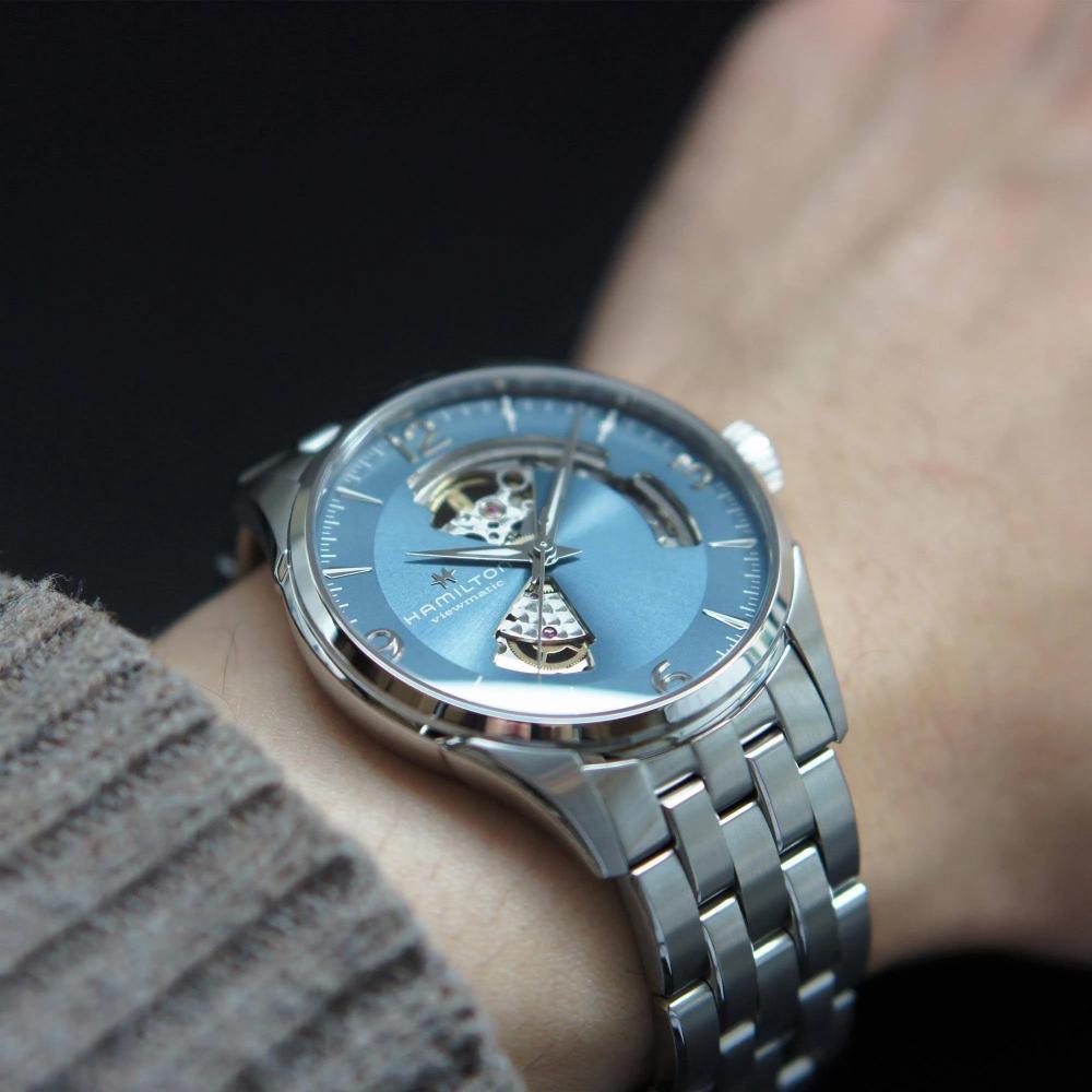 HAMILTON Jazzmaster Open Heart Auto Light Blue Dial 42mm Silver Stainless Steel Bracelet H32705142